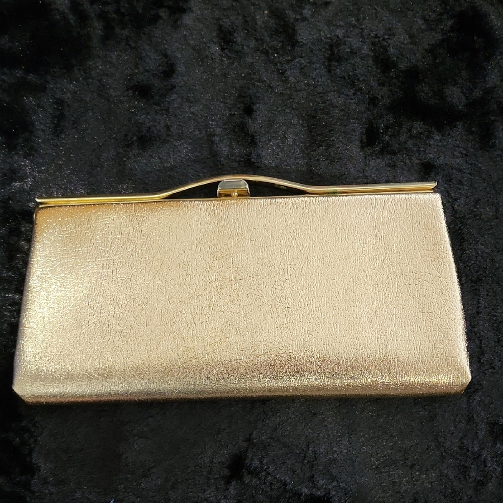 Vintage Elegant Metallic Gold Embossed Clutch EUC